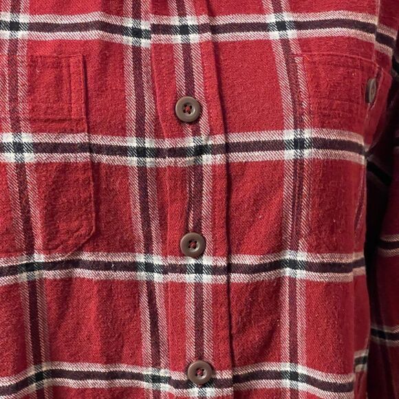 Wrangler Red Plaid Button Up Long Sleeve Shirt Cotton Medium - Picture 4 of 10